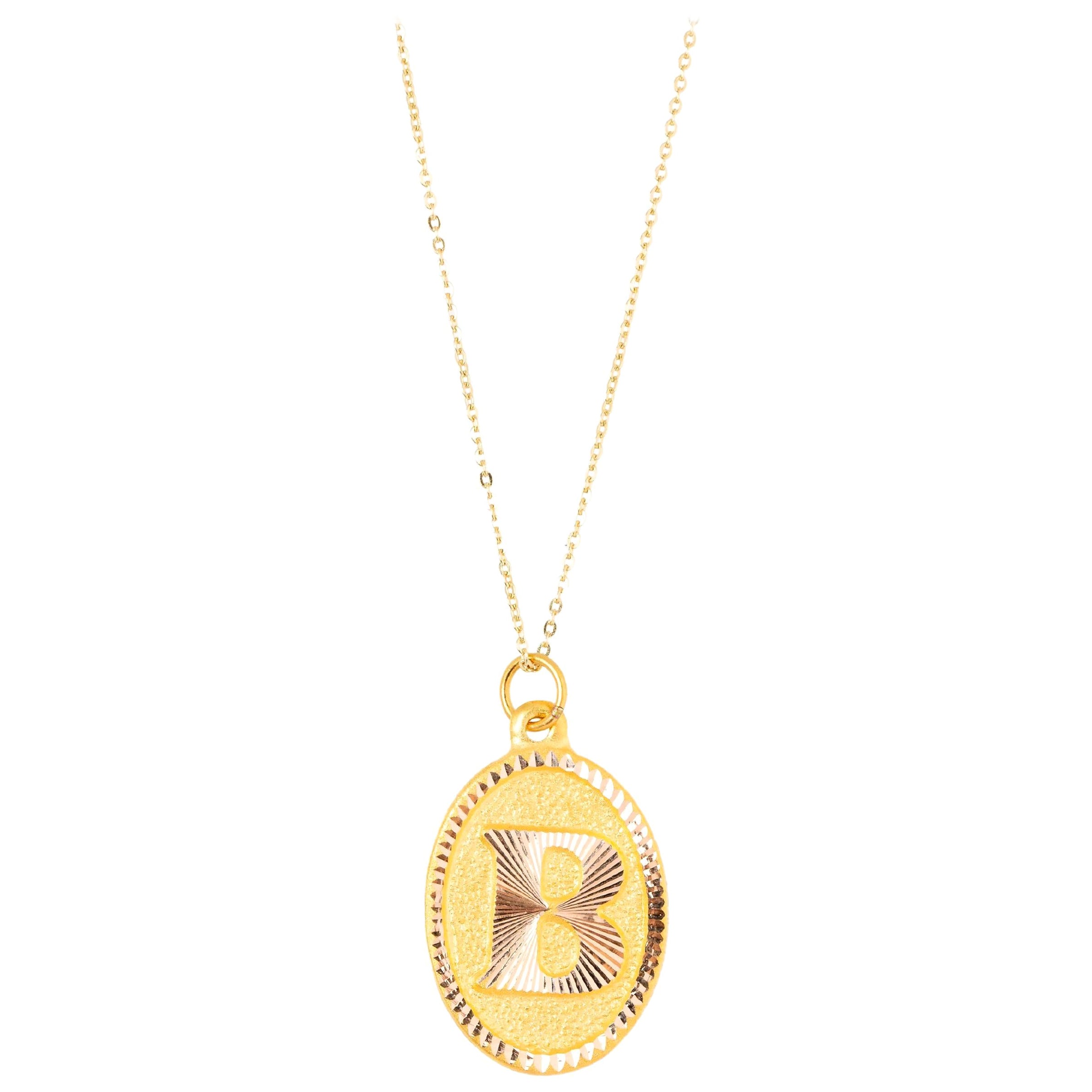 14k Gold Necklaces, Letter Necklace Models, Letter B Gold Necklace-Gift Necklace For Sale