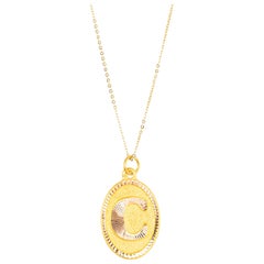 14k Gold Necklaces, Letter Necklace Models, Letter C Gold Necklace-Gift Necklace
