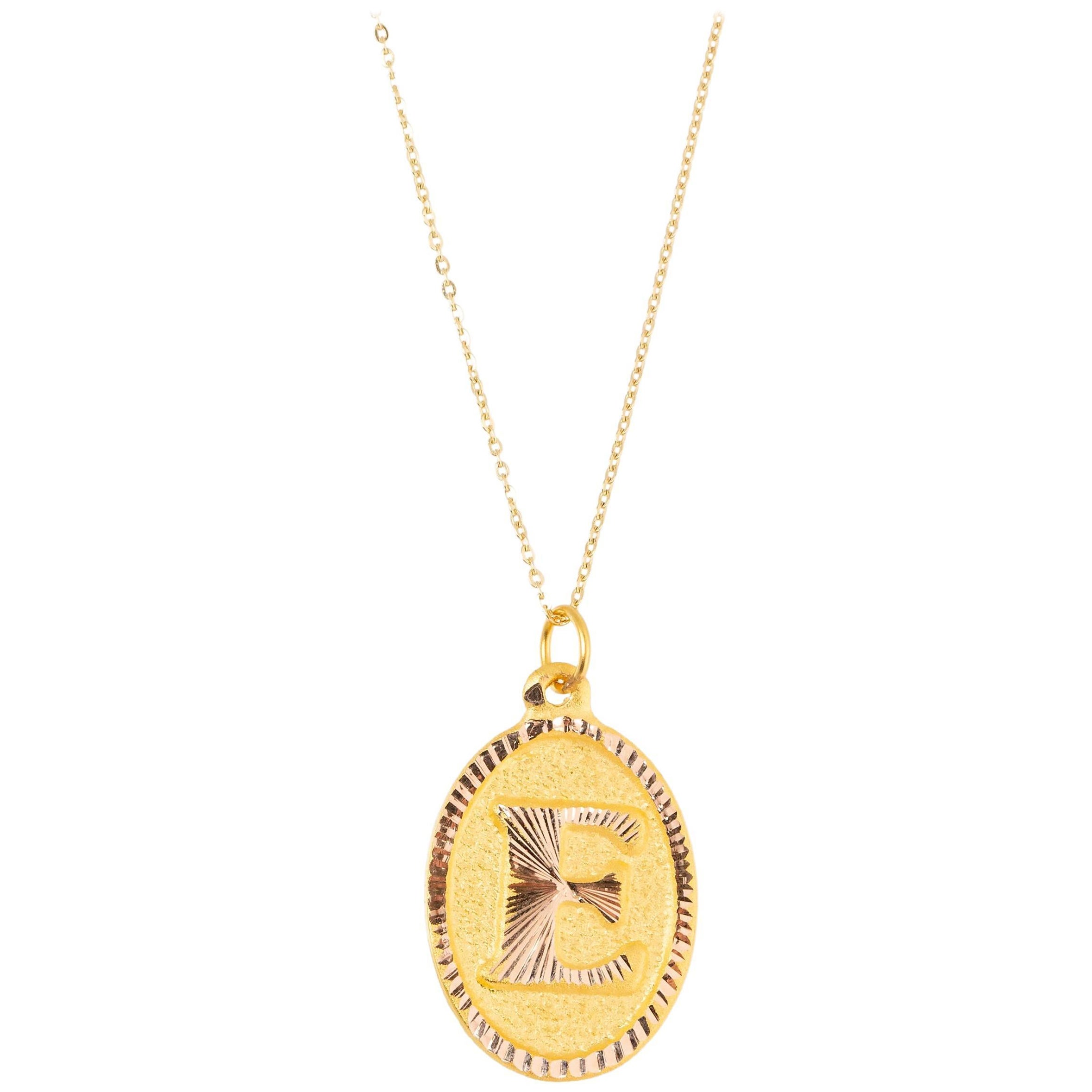 14k Gold Necklaces, Letter Necklace Models, Letter E Gold Necklace-Gift Necklace For Sale