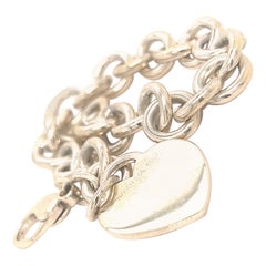 Vintage Tiffany & Co Estate Bracelet with Heart Charm Sterling Silver