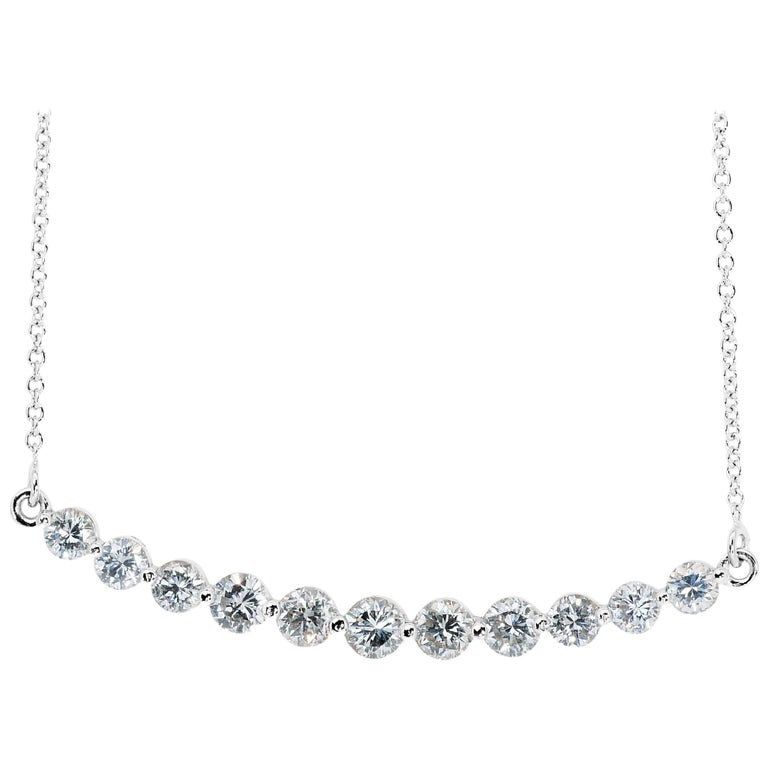 Dazzling 14k White Gold Necklace w/ 1.78 Carat Natural Diamonds IGI