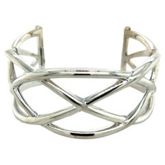 Retro Tiffany & Co Estate Large Celtic Knot Cuff Bracelet Medium Silver