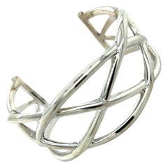 Tiffany & Co Estate Large Celtic Knot Cuff Bracelet Medium Silver