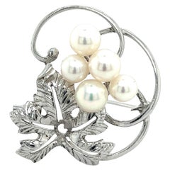 Mikimoto Estate Akoya Pearl Brooch Pin Sterling Silver