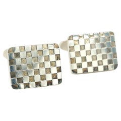 Retro Georg Jensen Estate Checkerboard Cufflinks Silver