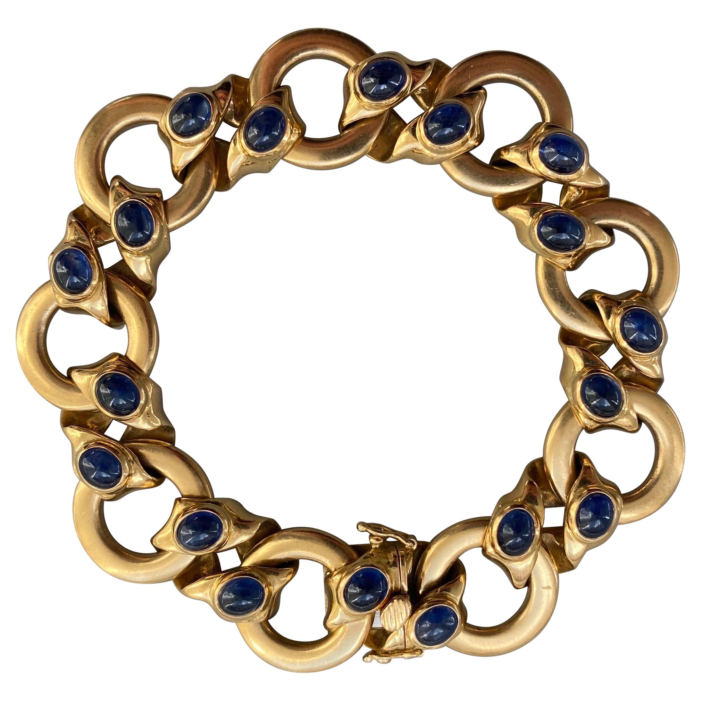 Gold and Sapphire Bracelet For Sale