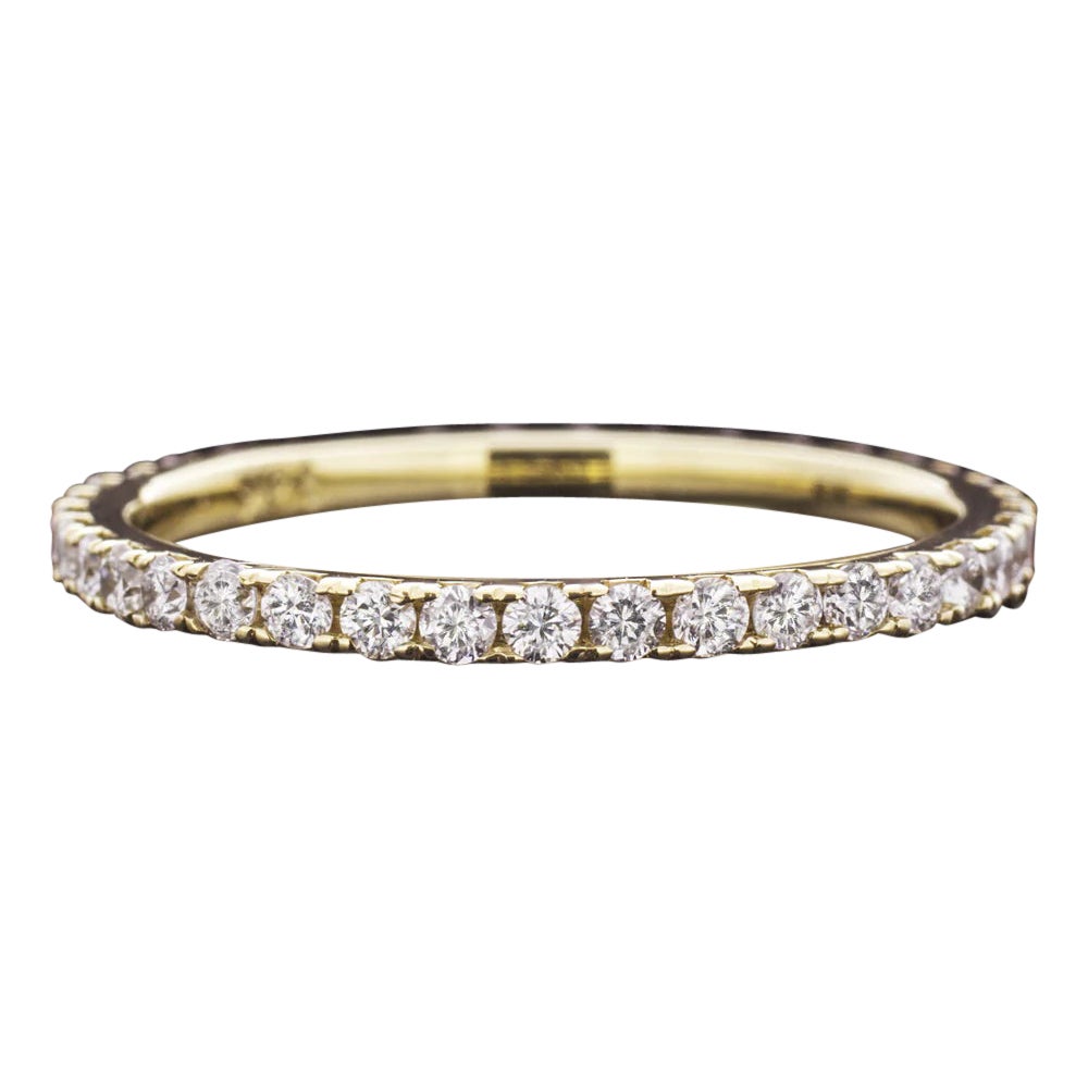 0.62 Carat F-G VS1-SI1 Diamond Eternity Bnd Wedding Ring 18k Yellow Gold