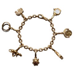 Antique Gold and Diamond Cartier Charm Bracelet