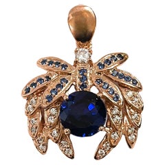 New African If 5.1 Carat Kashmir & Aqua Blue Sapphire Rgold Sterling Pendant