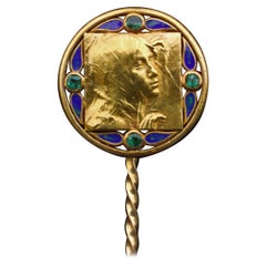 Art Nouveau Stick Pin by the Sculptor Jean Auguste Dampt, circa 1898