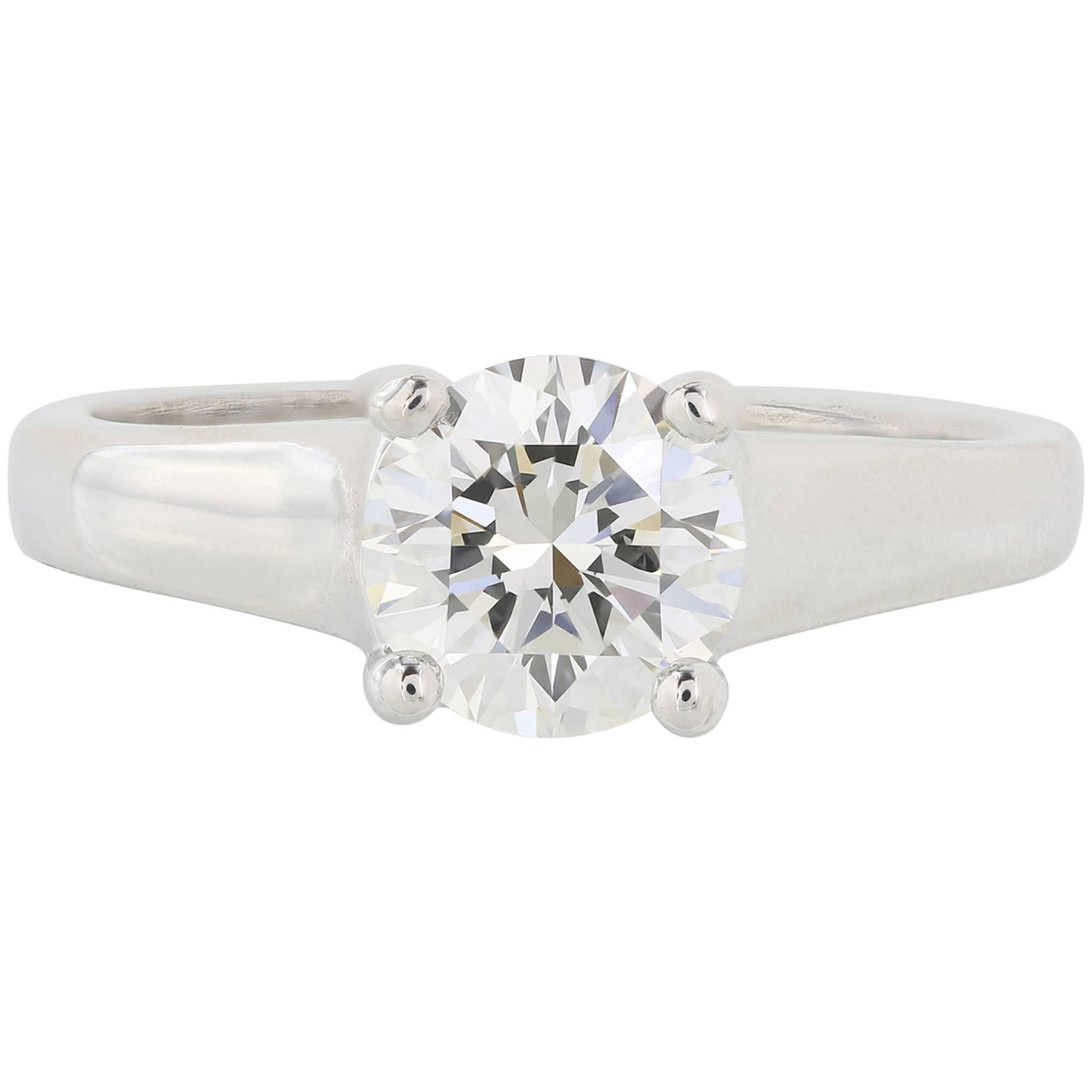 1.13 Carat G/VVS1 GIA Cert Triple Excellence Diamond Platinum Ring For Sale