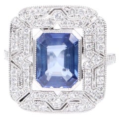 Certified 3.10 Carats Natural Ceylon Sapphire and Diamond Ring