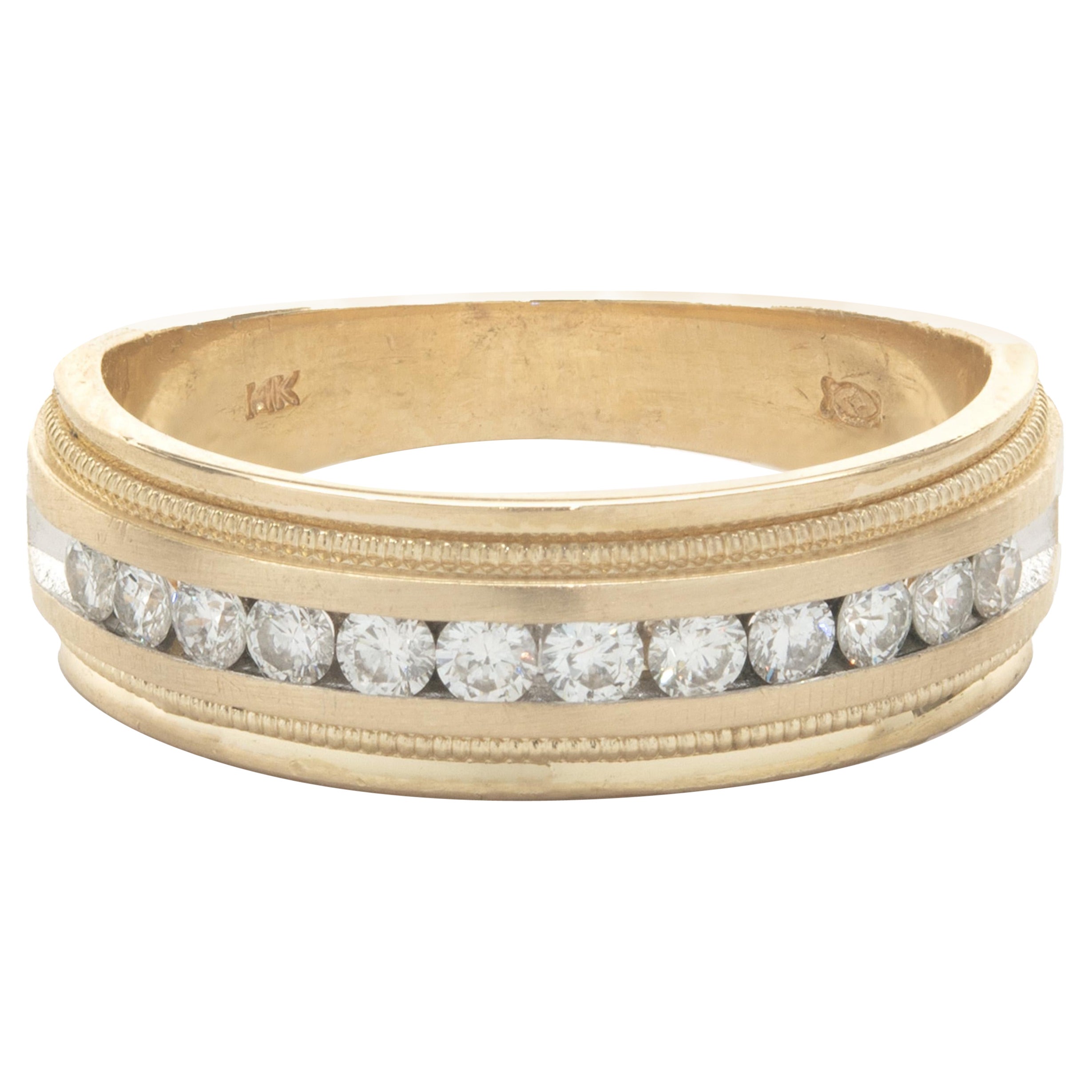 14 Karat Yellow Gold Channel Set Diamond Band