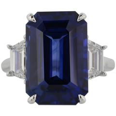 14.15 Carat Ceylon Sapphire Platinum Ring 9