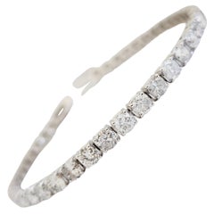 8.60 Carat Round Brilliant Natural Diamond Tennis Bracelet 14 Karat White Gold