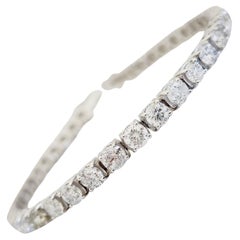 Bracciale tennis con diamanti naturali tondi e brillanti da 9,65 carati, oro bianco 14 carati