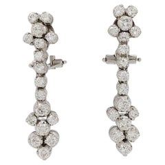 White Diamond Round Dangle Earrings in 18k White Gold