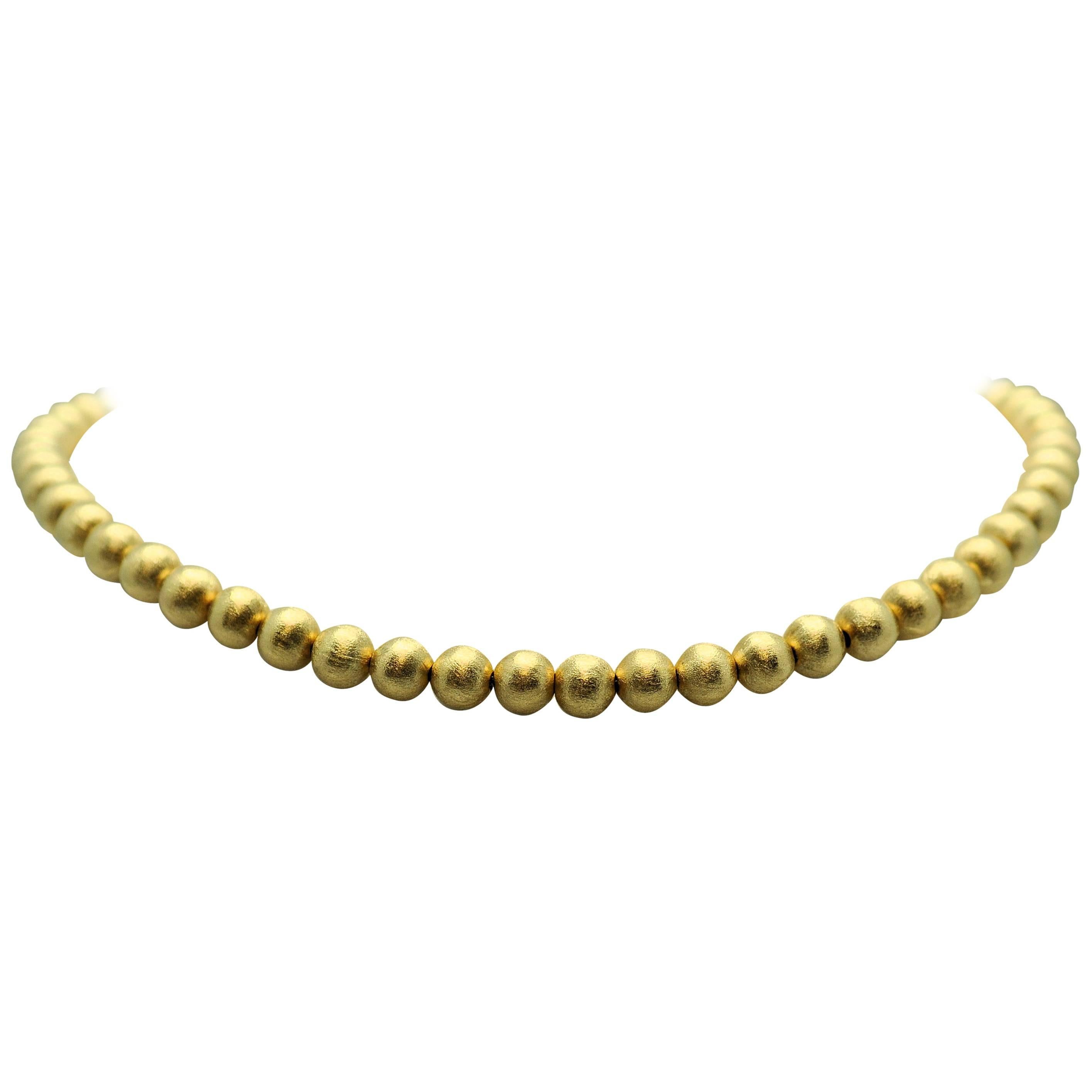 1950s Florentine Finish Gold Bead Necklace For Sale
