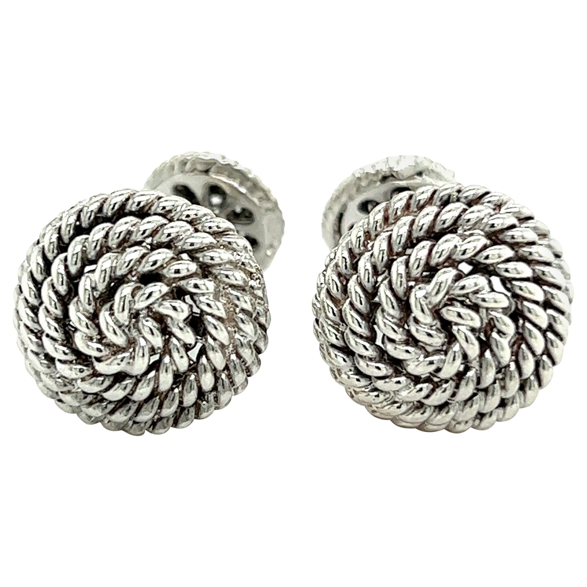Tiffany & Co Estate Round Roped Cufflinks Sterling Silver