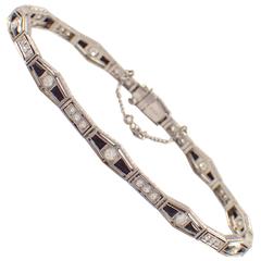 Art Deco J.E. Caldwell Onyx Diamond Platinum Bracelet