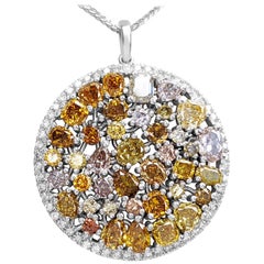 NO RESERVE - Designer 6.12Cttw Fancy Color Diamonds, 14K White Gold Necklace