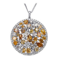 $1 NO RESERVE! Designer 5.29 Cttw Fancy Color Diamonds, 14K White Gold Necklace