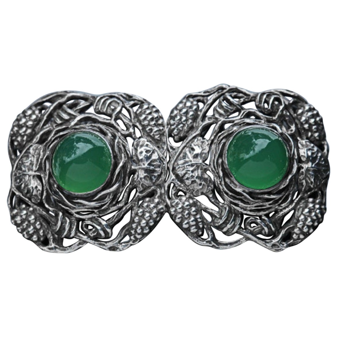 Arts and Crafts Waist Clasp by Joseph Anton Hodel, Silver & Chalcedony C. 1905 For Sale