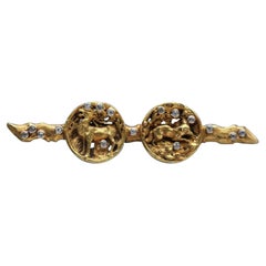 Broche de oro y diamantes "Zorro y ciervo" firmado Jugendstil, hacia 1895