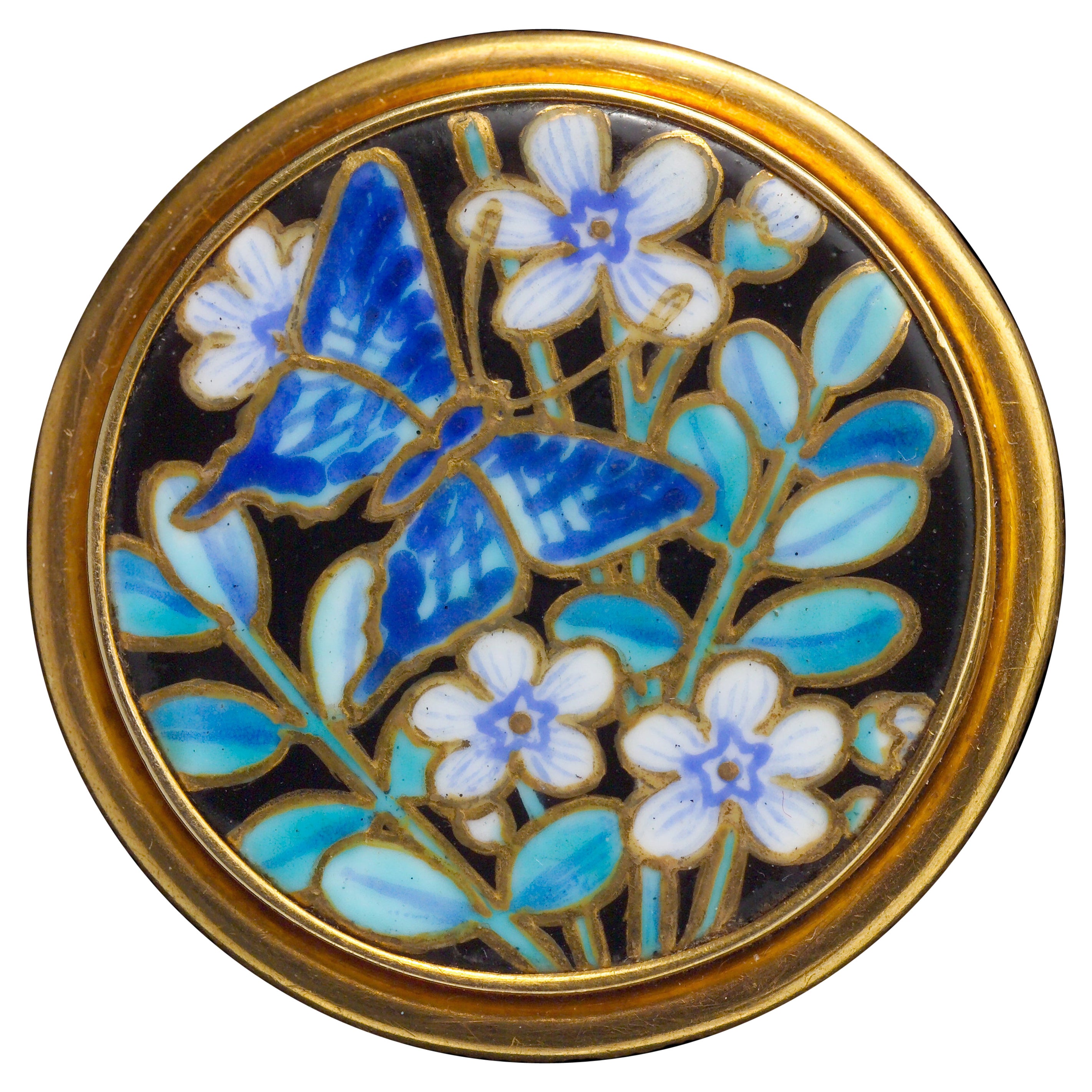Japonisme Butterfly Gold Enamel Signed Brooch, circa 1880 For Sale