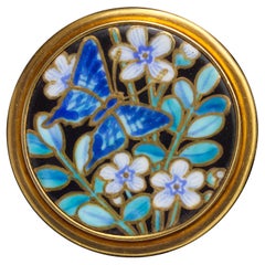 Antique Japonisme Butterfly Gold Enamel Signed Brooch, circa 1880