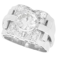 Art Deco 2.14 Carat Diamond and 18k White Gold Dress Ring