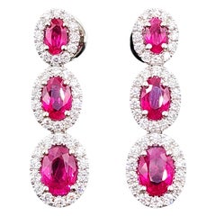 4.54 ct Natural Burma Ruby & Diamond Earrings
