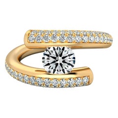 Danhov Tension Engagement Ring, Round Natural Diamond in 14k Gold