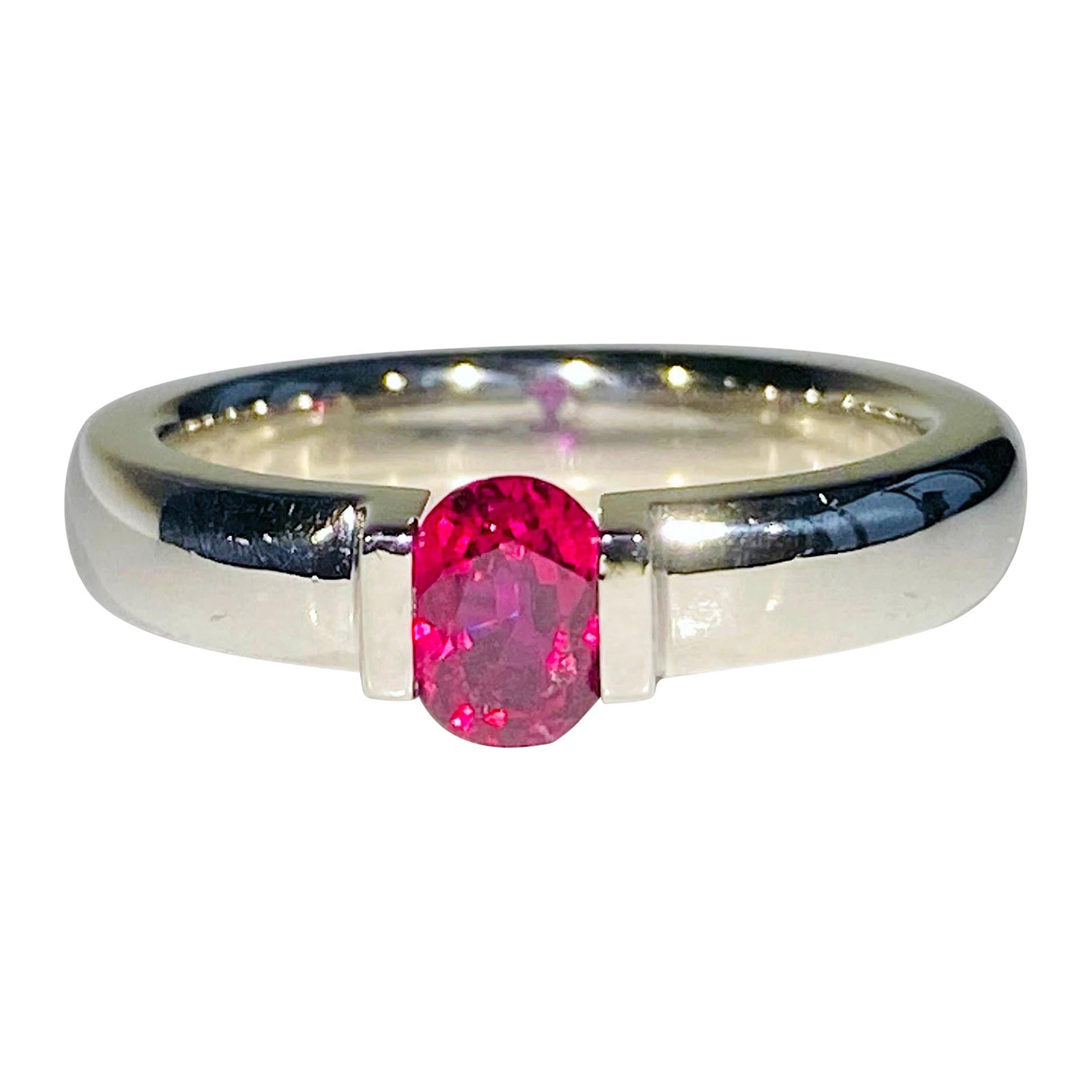 A Kary Adam Designed, 18kt White Gold Ruby Tension Ring