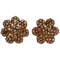Victorian Diamond Flower Cluster Earrings 