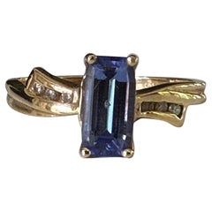 Natural Blue Tanzanite and Diamond Bow Ring 