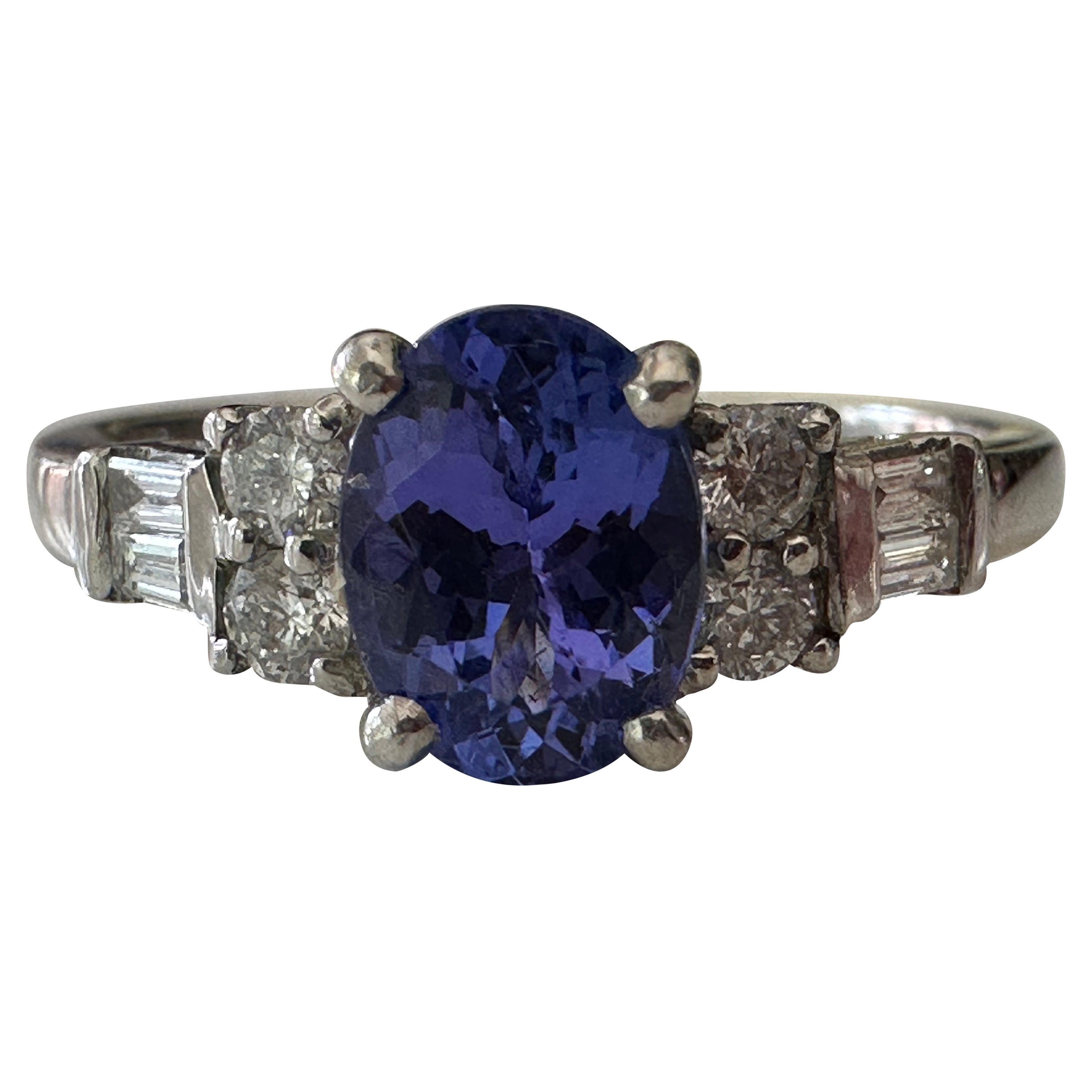 Estate Madagascar Blue Sapphire and Diamond Ring For Sale