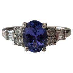 Retro Estate Madagascar Blue Sapphire and Diamond Ring