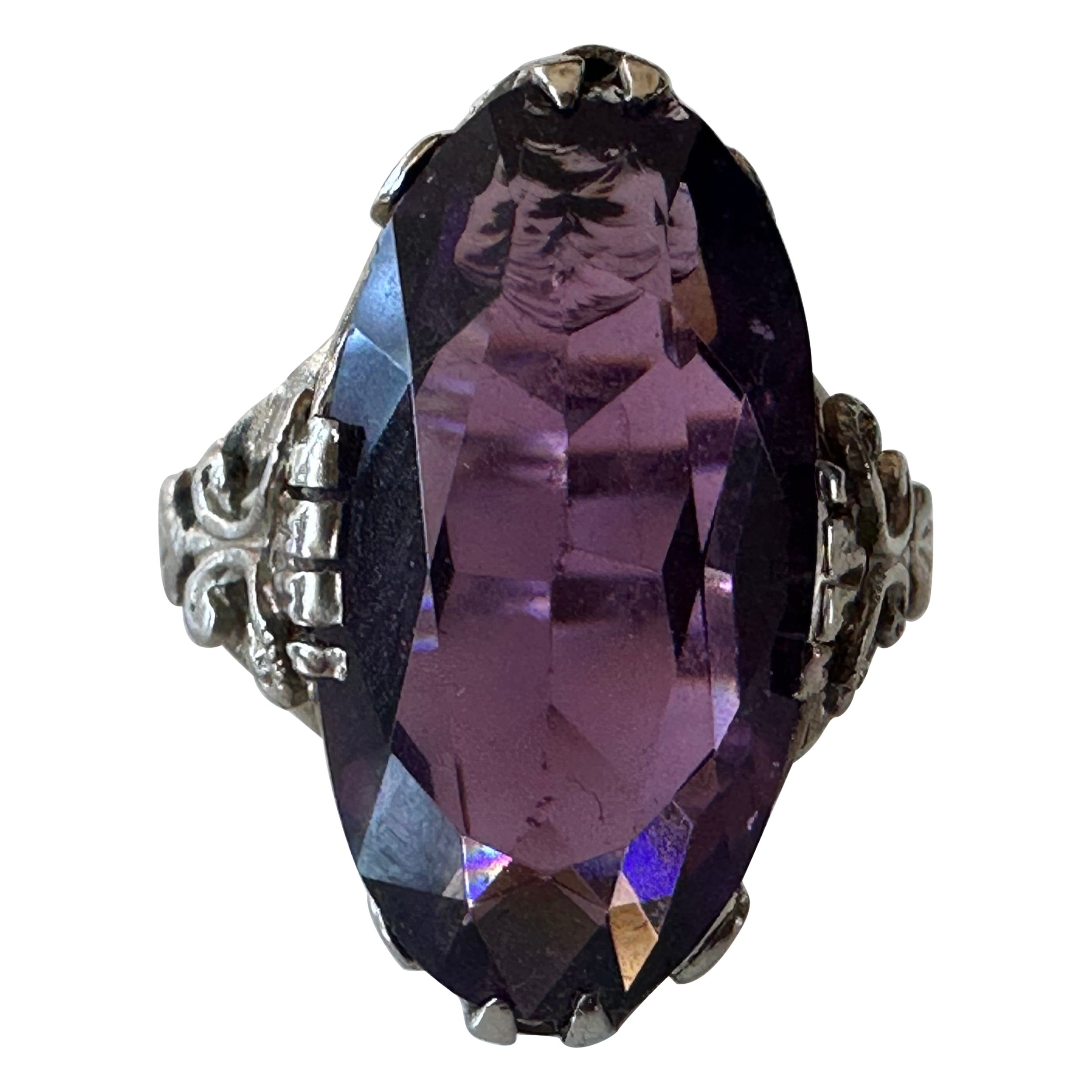 Antique Natural Amethyst Cocktail Ring 