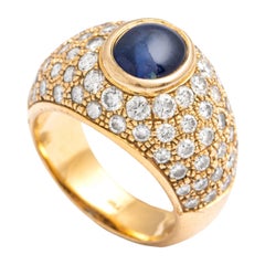Sapphire Diamond Yellow Gold 18k Ring