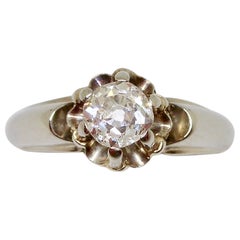 Vintage 1940s Solitaire Diamond Engagement Ring Old European Cut, Lictor's Fasces