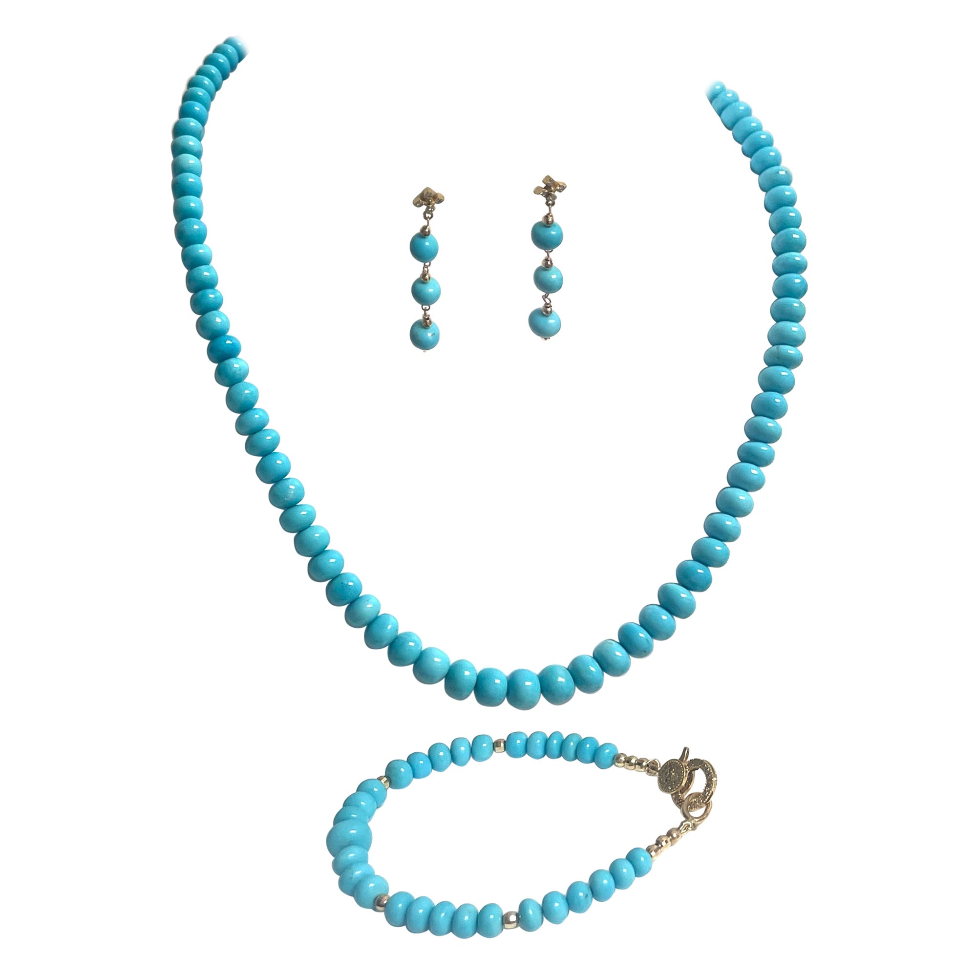 Artisan 135 Carats Sleeping Beauty Turquoise Paradizia Necklace For Sale