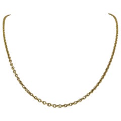 18 Karat Yellow Gold Solid Diamond Cut Cable Link Chain Necklace