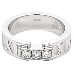 Vintage Tiffany & Co. Atlas X Diamond Wedding Band Ring in 18k White Gold