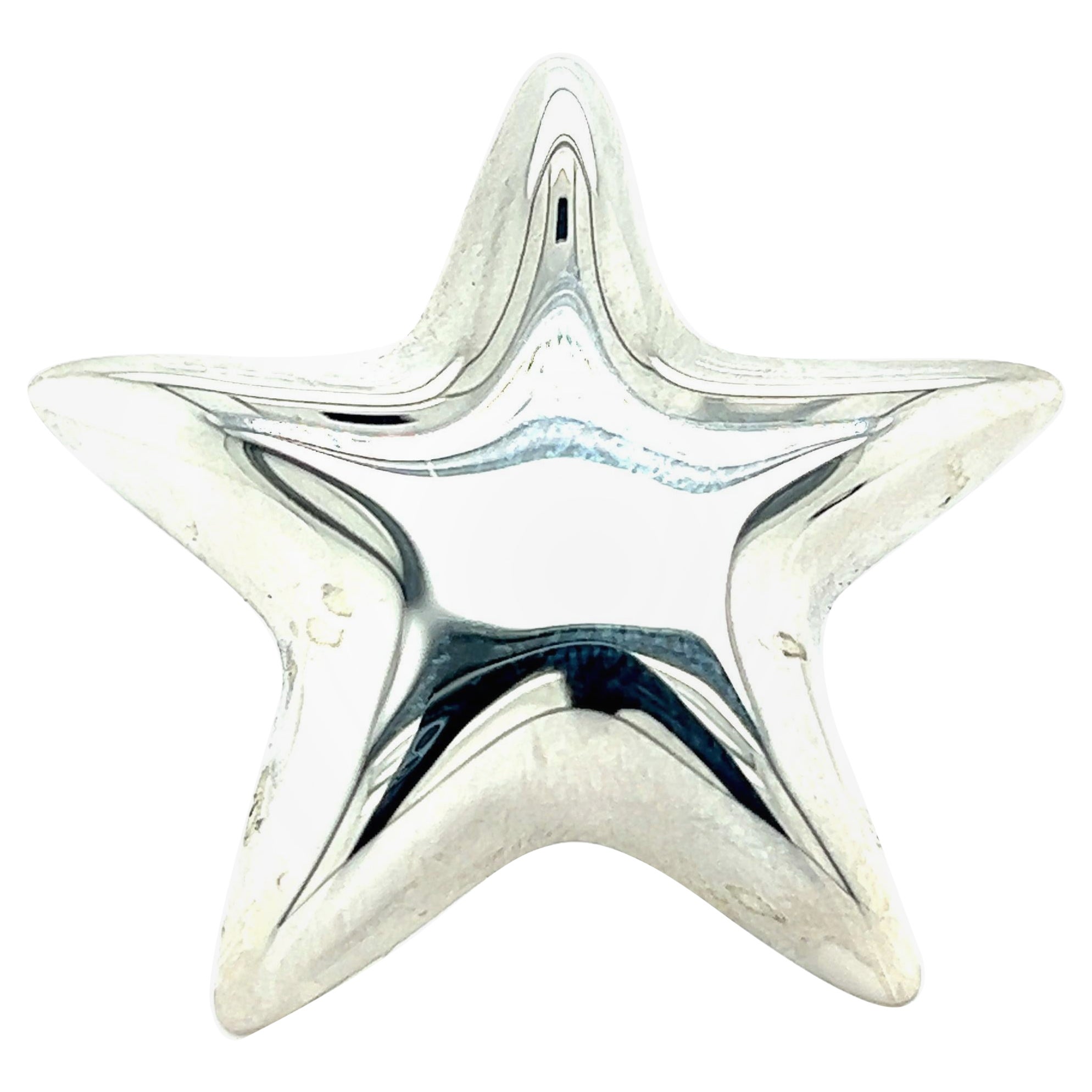 Tiffany & Co Estate Puffed Star Brooch Silver