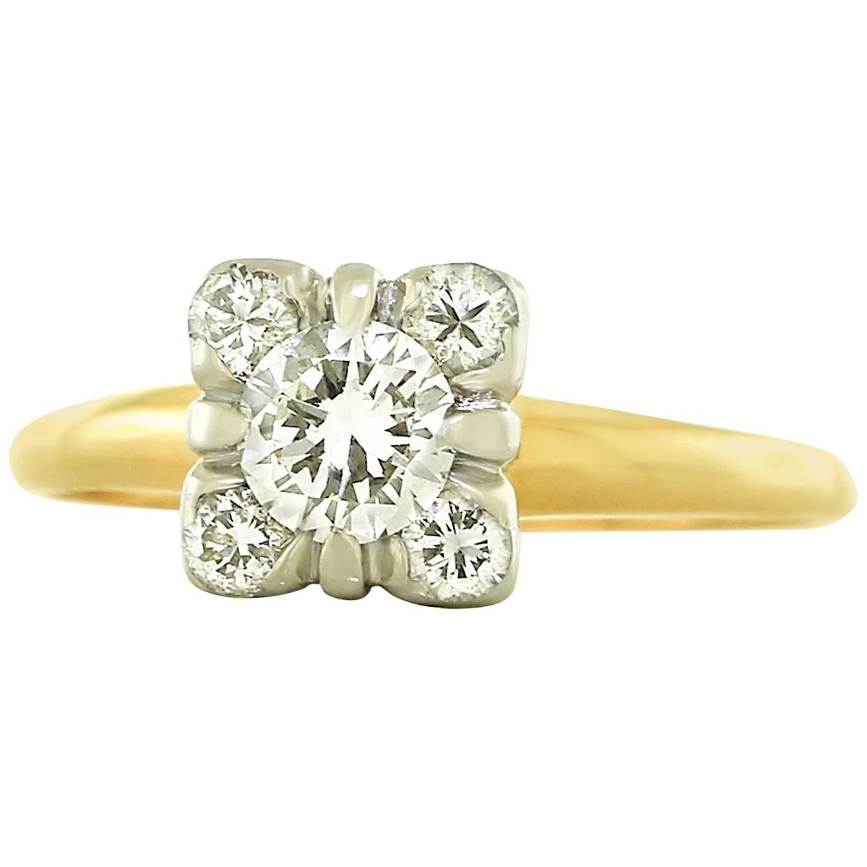 Retro Forties Diamond & Gold Engagement Ring