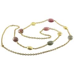 Yvel Sapphire & Textured Gold Bead Necklace