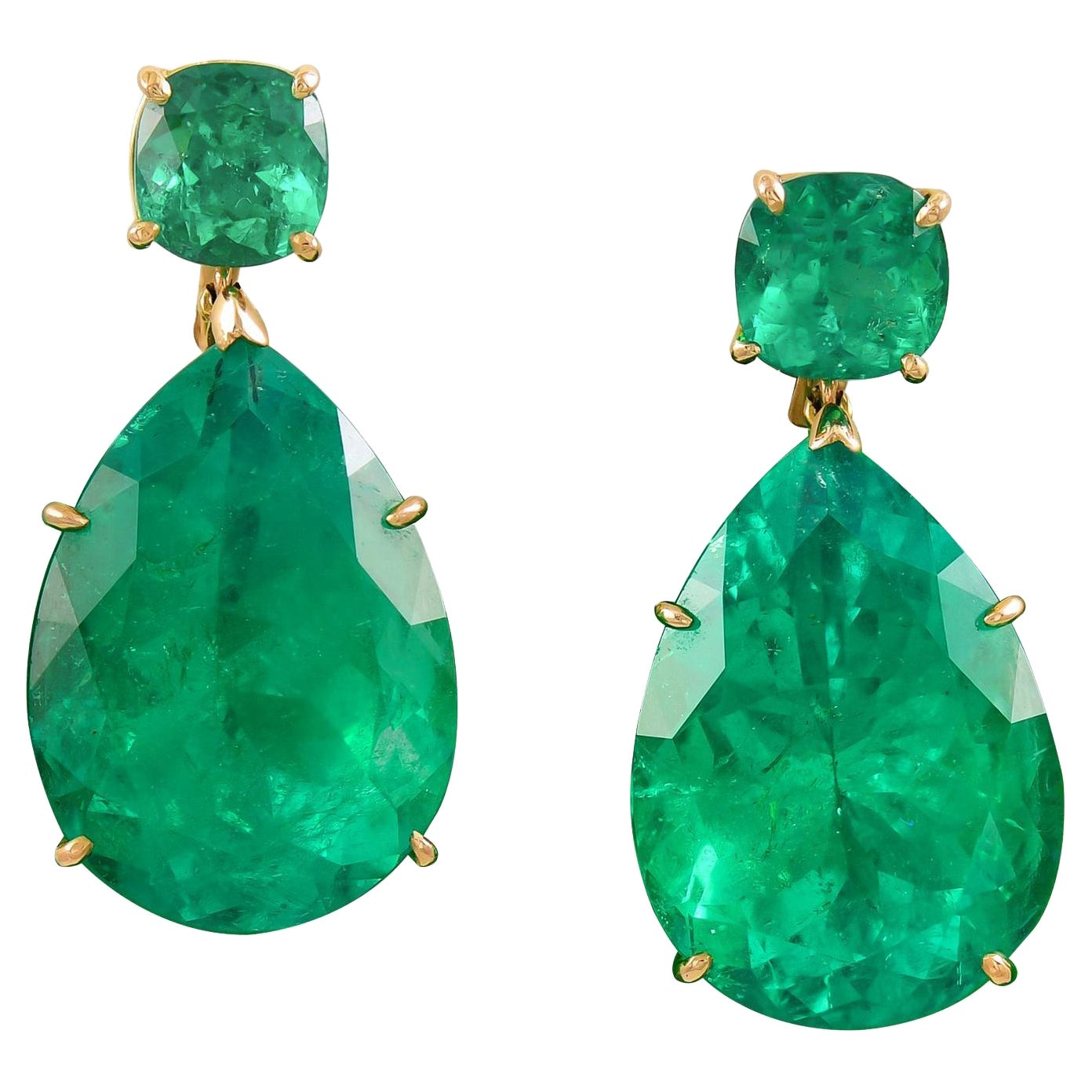 Spectra Fine Jewelry C. Dunaigre Certified Colombian Emerald Drop Earrings
