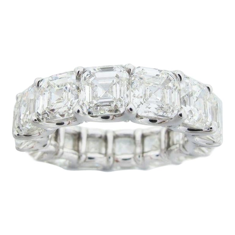 Emilio Jewelry Gia Certified Asscher Cut Diamond Eternity Band For Sale