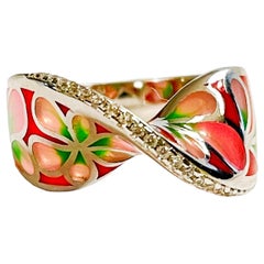 New Multi-Colored Painted Enamel Sterling Ring